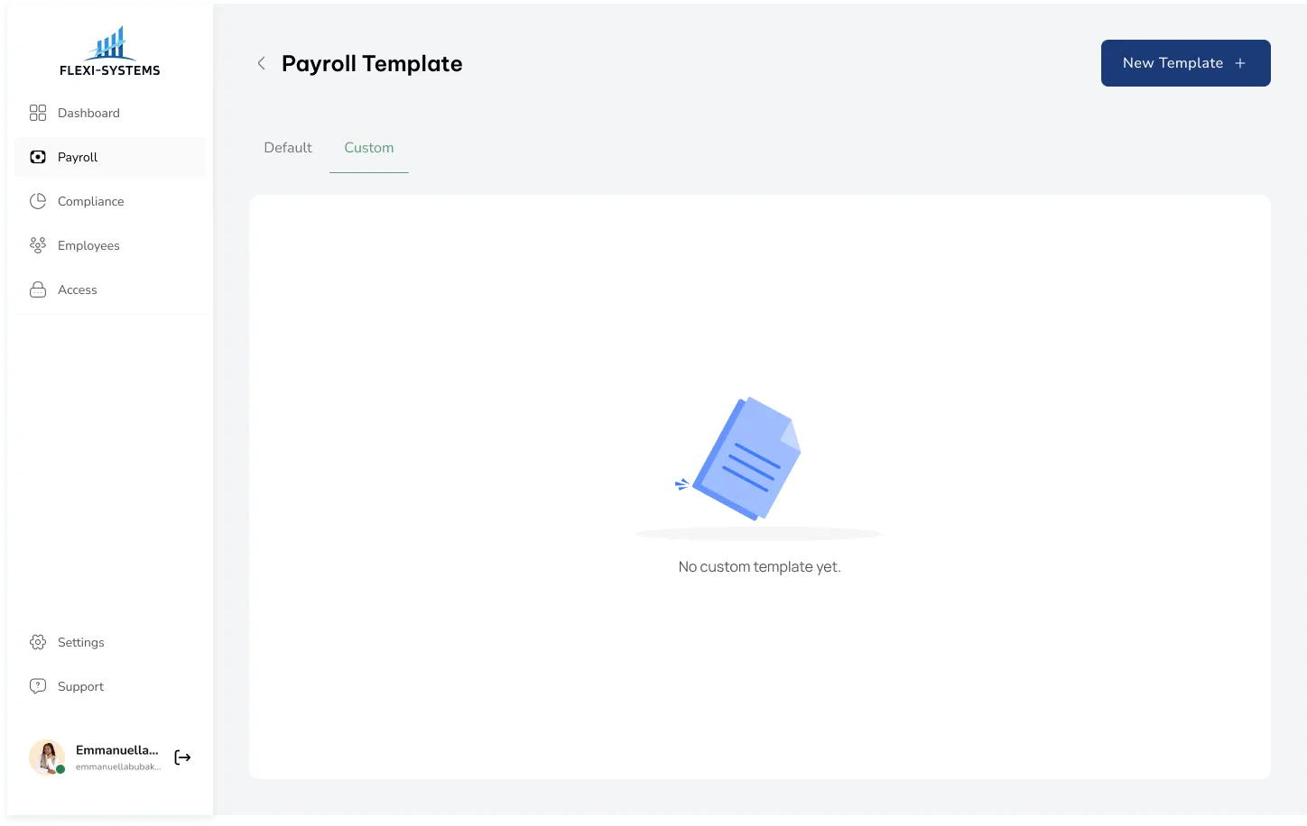 FlexiSystem payroll template screen