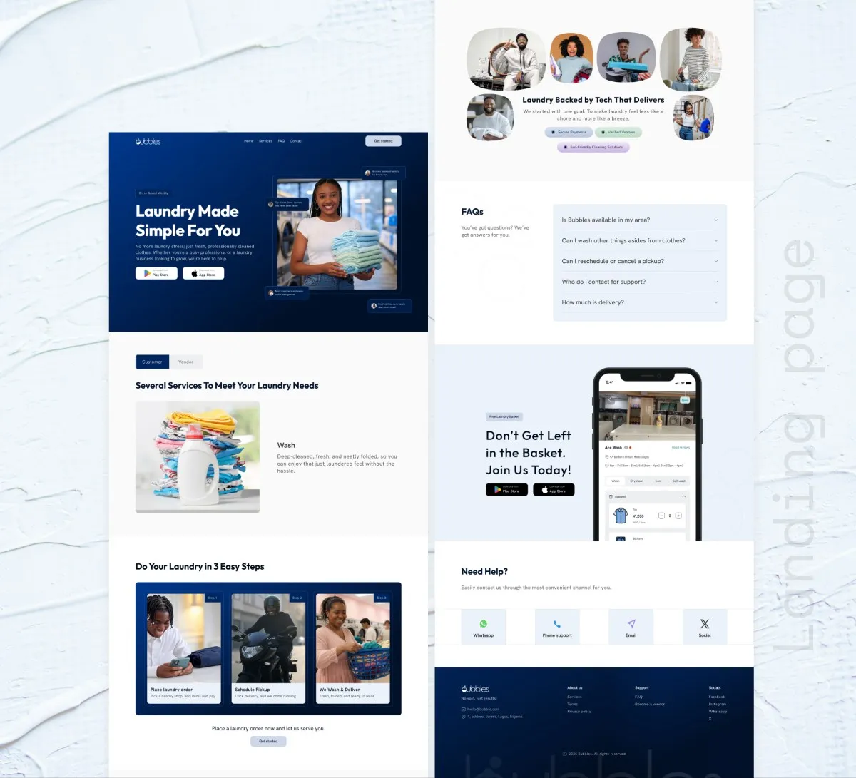 Bubbles landing page and mobile CTA presentation
